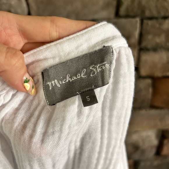 Michael Stars Cecily Crinkle Gauze Collared Dress With Belt | Size S - Picture 4 of 7